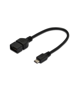 USB On-The-Go (OTG) Kablosu, 0,20 metre, AWG 28, USB A, dişi - Micro USB B, erkek