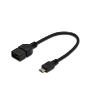 USB On-The-Go (OTG) Kablosu, 0,20 metre, AWG 28, USB A, dişi - Micro USB B, erkek