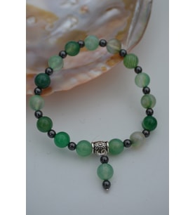 STONEAGE JEWELLERY Yeşil Akik ve Hematit Doğal Taşlı Bileklik