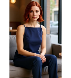 Yazlık Kadın Kare Yaka İnce Askılı Bluz Trend Tasarım Zarifane Modern Stil