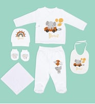 BK Kids Kişiye Özel Hastane Çıkışı, Bebek Kıyafeti, Yeni Doğan Bebek Hediyesi, 6 Parça Bebek Elbise Giyim Seti-6