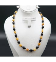 Oltu Taşı ve Kehribar Kadın Kolye sk000143 (Çok Renkli)