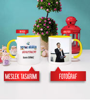 Sosyal Bilgiler Öğretmeni Kupa Bardak Sarı Fotoğraflı