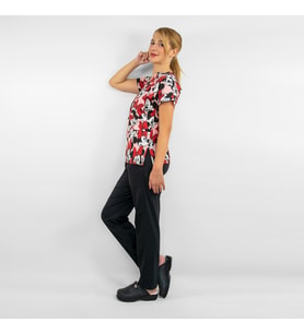 Unisex Mickey Mouse Desenli Likralı Hemşire Doktor Scrubs Cerrahi Üniforma Takım (Karışık)