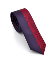Bordo ve Lacivert Pano Desenli Dokuma Kumaş Slim Fit Kravat // KPK011 (Renksiz)