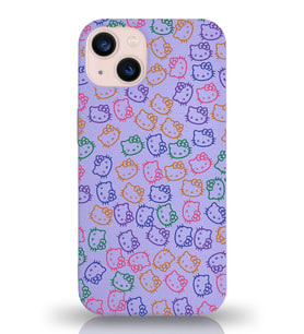 Apple iPhone 13 Uyumlu Lansman Kılıf Hello Kitty Tasarımlı İçi Kadife Kapak-Lila (Şeffaf)