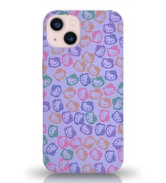 Apple iPhone 13 Uyumlu Lansman Kılıf Hello Kitty Tasarımlı İçi Kadife Kapak-Lila (Şeffaf)