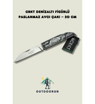 Crkt Denizaltı Figürlü Paslanmaz Avcı Çakı – 20 cm (Siyah - Beyaz)