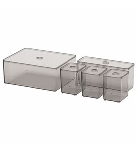 5 Parça Kutu Seti, Füme Renk IKEA Makyaj-Takı-Kozmetik Düzenleme Kutusu 24x20x10cm