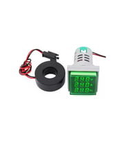 Yeşil 22mm Dijital Voltmetre, Ampermetre ve Hertz Ölçer Seti