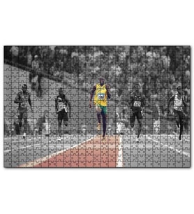 Cakapuzzle Usain Bolt Sarı Atletli Jamaika Sprint Sporları  Puzzle Yapboz MDF (Ahşap) (120 Parça)
