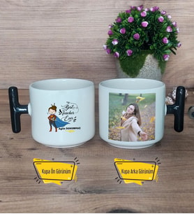 Kadın İngilizce Öğretmeni Kupa Bardak Fotoğraflı T Siyah Kulplu Öğretmenler Günü Hediyesi