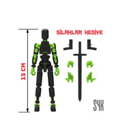 Robot 13 Dummy Siyah Yeşil Tüm Eklemleri Hareketli Aksiyon Figürü Oyuncak