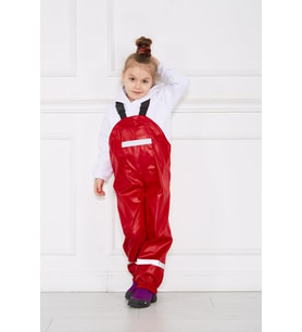 Çocuk Yağmur Tulumu Kırmızı - Yağmur Pantolonu Unisex