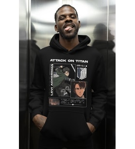 Levi Ackerman Baskılı Unisex Oversize Attack On Titan Anime Karakter Hoodie