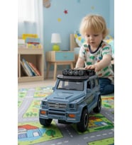 Işıklı Müzikli Sürtmeli Lüks Mavi Jeep Oyuncak Araba 17x10.5x7 Cm