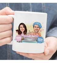 Kişiye Özel Küvetteki Çiftler Karikatürlü Kupa Bardak