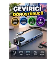 Type-C Çoklu Bağlantı Hubı – HDMI, USB 3.0, SD/TF Kart ve PD Şarj Destekli Alüminyum Dönüştürücü