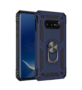 Samsung Galaxy S10E Kılıf Metal For Car Yüzüklü Standlı Military Ring Serisi (Lacivert)