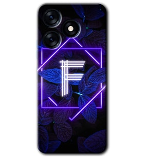 Tecno Spark 10C Kılıf HD Desen Baskılı Kılıf - Dark Neon Yaprak F Harfi