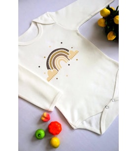 Unisex Bebek Gökkuşağı Baskılı Body Zıbın