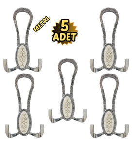 Krom Desenli Vestiyer Portmanto 5 Adet Askılık Metal