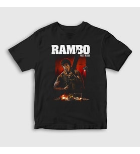 Presmono Unisex Çocuk Siyah First Blood Film Rambo T-Shirt 249161tt