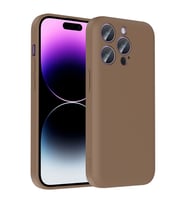 Apple iPhone 14 Pro Max Uyumlu Kılıf Kamera Korumalı Kartlık Hazneli Zore Vitra Kapak (Kahverengi)