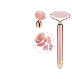 2 in 1 Güzellik Masaj Kalem Set Doğal Pink Jade (Yeşim) Taş, Pembe Çubuk