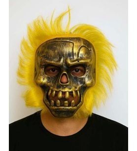 Wild Skull - Bakır Kafatası Sarı Saçlı İskelet Maske
