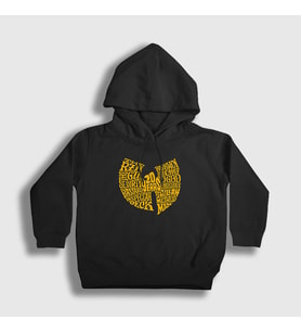 Presmono Unisex Çocuk Siyah Logo V2 Wu Tang Clan Kapüşonlu Sweatshirt 303781tt