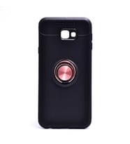 Samsung Galaxy J4 Plus Kılıf Yüzüklü Magnetli Ravel Case (Siyah-Rose Gold)