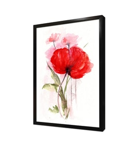 Kırmızı Çiçek Çerçeveli Mdf Tablo