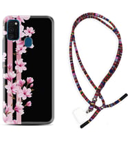 Samsung M21 M22 M23 M30 M31S M32 Kılıf Boyun Asklı Rasta Silikon Pink Flowers 3 1393
