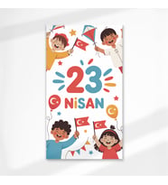 23 Nisan Çocuk Bayramı Kartı 6’lı 8,5x15 cm Tebrik Mesaj Not Bileklik Hediye Kartı