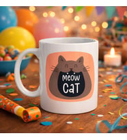 Northcity Meow Cat Kupa – Sevimli Kedi Tasarımı Porselen Kahve & Çay Kupası (Model 66)