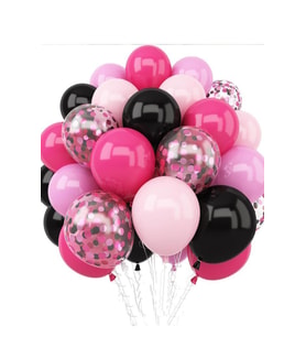 Beysüs Black Pink Transparent Pembe Siyah Şeffaf 50 Adet Balon Seti Zincir Aparatı ve Balon Bandı