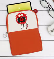 BK Gift Sevimli Canavar Tasarımlı Taşınabilir Koruyucu Tablet Kılıfı & Organizer Çanta - Turuncu-1