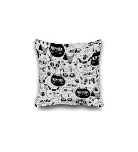 Ev Dekorasyon Kırlent Kılıfları 40x40 Cm Siyah Kedi Desen (Çok Renkli)