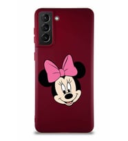 Samsung Galaxy S21 Plus Soft Premier Kapak Minnie Mouse-C Tasarımlı Silikon Kılıf - Mürdüm (Şeffaf)