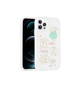 Apple iPhone 12 Pro Max Uyumlu Kılıf Kabartma Figürlü Parlak Zore Toys Silikon Kapak (Beyaz)