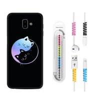 Samsung J6 Plus J7 Prime J7 Pro M20 Kılıf Kablo Koruma Spiral Silikon Love Cats 1604