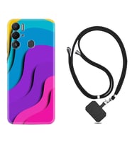 Tecno Pova Neo Kılıf Silikon Boyun Askılı İpli Desenli Silikon Renk Cümbüşü 1631