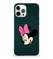 Apple iPhone 12 Pro Max Soft Premier Kapak Minnie Mouse-B Tasarımlı Silikon Kılıf - Yeşil (Şeffaf)