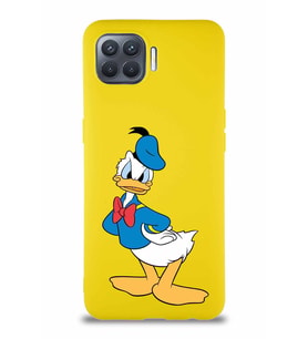 Oppo Reno 4 Lite Soft Premier Kapak Donald Duck-D Tasarımlı Silikon Kılıf - Sarı (Şeffaf)