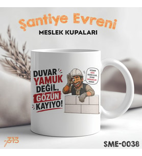 Duvar Ustasına Özel Komik Kupa – Duvar Yamuk Değil Gözün Kayıyor Baskılı Seramik Kupa