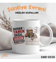 Duvar Ustasına Özel Komik Kupa – Duvar Yamuk Değil Gözün Kayıyor Baskılı Seramik Kupa
