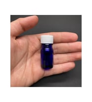 Labshop41 Mavi  Cam Şişe 5 ml  , 5 cc Beyaz Kapaklı Cam Şişe  ,  Saydam Cam Şişe x 10 Adet