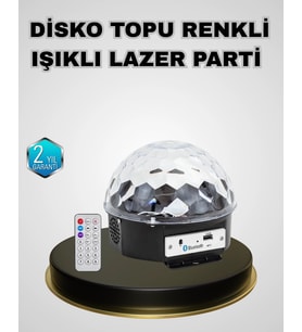 Mey İthalat® Bluetooth Hoparlörlü Led Disko Işığı Müzik Ritim Duyarlı Taşınabilir