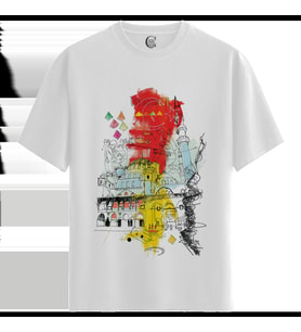 Istanbul Sketch - %100 Pamuklu Kadın Beyaz Tişört - Premium Quality